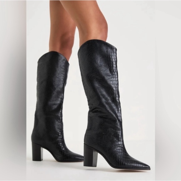 SCHUTZ Shoes - Schutz Maryana Block Boot in Croc Black